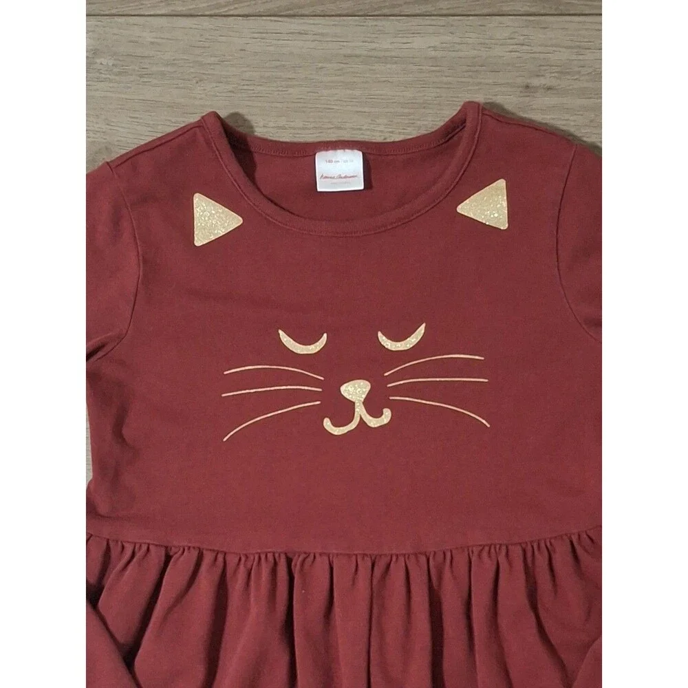 Hanna Andersson Girls Long Sleeve Cat Character Dress Size 140 Girls 10
